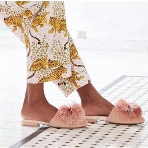 Birdies The Songbird Velvet Pom Pom Loafer Mules Size 7